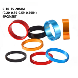 4PCS Kit Bicycle Headset Spacer 5MM 10MM 15MM 20MM Bike Handlebar Stem Spacers 28.6MM Aluminum Alloy Headset Stem Spacer Set
