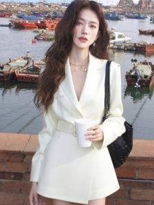 QFN | Elegant Versatile Slimming White Dress with Belted Waist