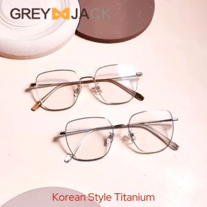Grey Jack Frame Kacamata Bahan Titanium Model Kotak Ringan Kokoh Fashion Pria & Wanita Bisnis Style Simple Ringan Bisa Minus Antiradiasi Bluecromic 98560