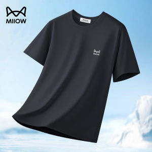 miiow | Mens Ice Silk Modal Short Sleeve T-shirt Breathable Quick Dry Antibacterial Sweat Absorbent Solid Color Versatile Youthful Style