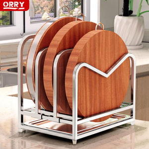 Stainless Steel Kitchen Cutting Board Rack Home Use Pot Lid Holder Non-Pierced 304 Material Non-Folding Cutting Board Stand