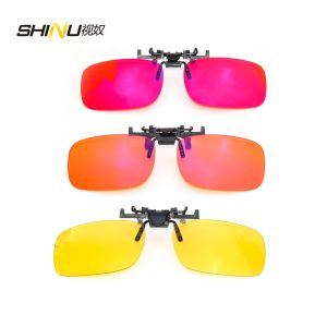 SHINU Anti Blue Light Clip On Glasses Polarized Sunglasses Orange Lens Bluelight Blocking Yellow Anti-Glare Driving Lenses