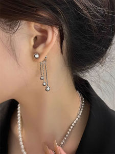 Cold Style round Beads Tassel Female Niche Design Silver Needle