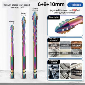 3-12mm Four-edge Serrated Drill Bit Set Drilling Tools Tor Glass Tiles Concrete Metal Ceramics etc.Drill Bits Set Tools