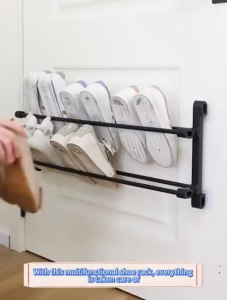 Door Back Shoe Rack Wall Mounted Slipper Organizer Foldable 3 in 1 Bathroom Rack