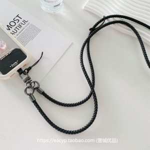 สายสะพายโทรศัพท์แบบสะพายข้างสีดำหรูหรา ทำจากหนังแท้ ทนทาน กันหลุด สายสะพายไหล่ เครื่องประดับโทรศัพท์มือถือ