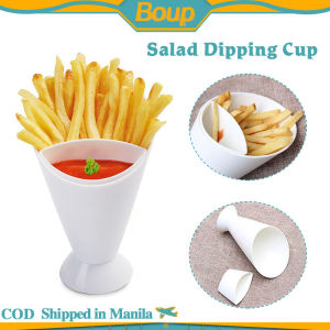 2 in 1 Cone Salad Cup Multifunctional French Fry Holder Cone Plastic Cups Sauces Snacks Dessert Plate Ketchup Slant Cup Snack Cone Stand for Home Restaurant