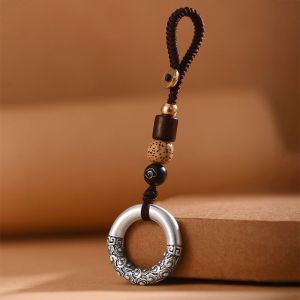 Pure Silver Solid Cloud Ring Keychain Pendant Mens Luxury Silver Accessory Womens Fashionable Car Interior Decoration