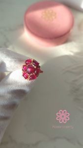 Rosenmarry/แหวนทับทิมกิมสตาร์แท้ 8 กะรัต ตัวเรือนเงินแท้925ชุบทอง พร้อมกล่อง ไซส 49 รหัส BR030