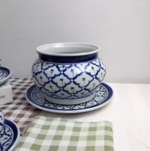 กระถางธูปเซรามิก กระถางธูปลายไทย ลายคราม เคลือบอย่างดี เนื้อเงางาม มี 3 ขนาด 4นิ้ว 5นิ้ว 6นิ้ว