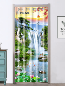 New Hole-Free Door Curtain Partition Curtain Bedroom Kitchen Air Conditioner Cold Air Proof Fabric Curtain Blind for Living Room