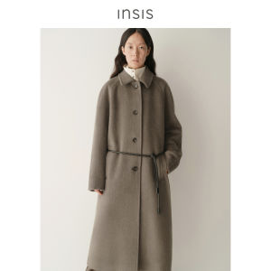INSIS FEMME | Alpaca Wool Mid Long Coat with Leather Belt