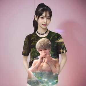 เสื้อยืดเกมมือถือ Deep Space Lover สําหรับผู้ชายแขนสั้นคอกลมโพลีเอสเตอร์เย็นสไตล์หวานฤดูร้อนสวมใส่