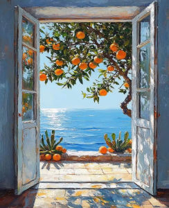 Oil Painting By Numbers Seaside Lighthouse Drawing on Canvas for Gift