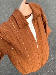 CHENMU | Retro Style Breathable Sun Protection Fake Two-Piece Hollow Shirt