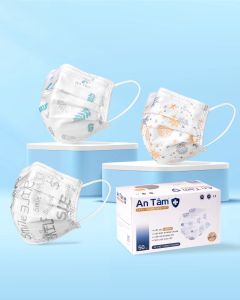 Set 100 cái - Khẩu trang y tế trẻ em kháng khuẩn 4 lớp dày dặn họa tiết dễ thương chính hãng An Tâm