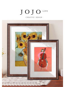 Walnut Brown European Style Picture Frame Wall Decorative Artifacts JOJOS L. PD.Music Real Wood Rectangle Home Decor