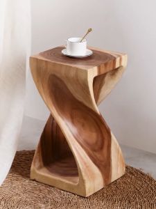 Log Hand Carved Twisted Stool Button Bar Stool Accent Table Double Twisted Coffee Table
