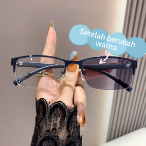 Kacamata Photochromic Anti cahaya biru Setengah mata bingkai Gaya Bisnis Pria wanita