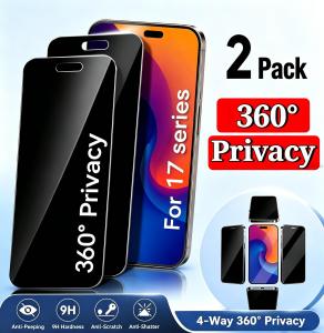 2PCS For iPhone 18 Ultra 17 Pro Max 360-Degree Full Coverage Privacy Glass Film For iPhone 17 18 Pro Anti-Spy Screen Protector