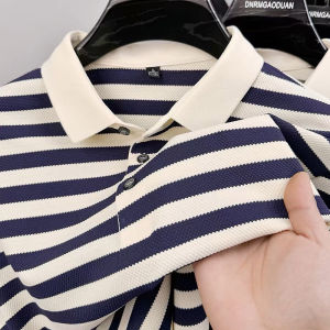 Áo Thun Nam Pierre Cardin Mùa Hè Cao Cấp Tay Ngắn Lụa Tơ Tằm Rộng Rãi Mỏng Sọc Thời Trang Thường Ngày Công Sở