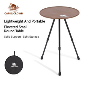 Camel Crown Round Table with Light Stand Camping Table Picnic Folding Table Camping Table Elevating Legs Round Table