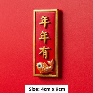Festive Creative Resin Magnetic Refrigerator Patches Chinese New Year Home Decorations 3D Resin Adhesive Stickers Good Luck