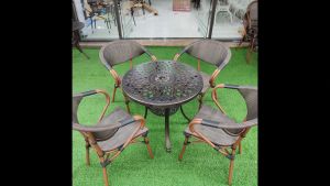 Bộ Bàn Ghế Sàn Vườn Gỗ Nhựa Ngoài Trời Phong Cách Vintage D78