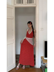 Slenderizing French Style Floral Print Spaghetti Strap Maxi Dress