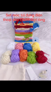 DIY Set Nguyên Liệu Móc Túi Lưới Sóng Biển Dễ Làm Siêu Xinh Size 13x19cm