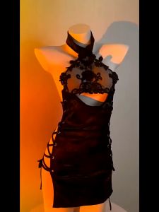 Hormones 👗👗ชุดลูกไม้เซ็กซี่ กี่เพ้าลูกไม้เซ็กซี่ 🎗กระโปรงสามารถปรับขนาดได้ทั้งสองด้าน🚚ส่งไวจากไทย1-3วัน （H9075）