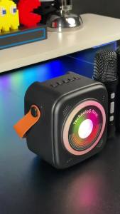 GOOJODOQ Wireless Bluetooth Speaker with Dual Wireless Microphones RGB Rhythm Lighting Multi-Playback Long-Lasting Battery Life Type-C Charging Home KTV