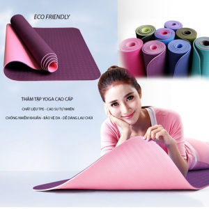 [Tặng dây] Thảm tập yoga TPE 2 lớp 6mm TPE cao cấp mềm mại em ái  thấm hút mồ hôi chống trơn trượt