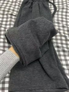 Womens High Waist Fleece Lined Wide Leg Pants Straight Cut Casual Trousers Slimming Fashionable Autumn Winter Warm Pants