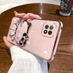 Oppo A53 Silicone Case 5G Full Cover Anti-Fall Soft Shell with Mirror Stand Holder Womens Fashion Protective Cover for Phones