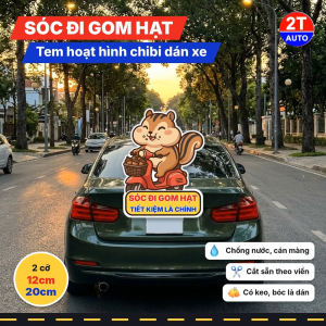 Tem Dán Xe Sóc Chuột Phồng Má Chở Hạt Dẻ Đi Xe Máy Chibi Sticker Hoạt Hình Dán Xe Máy Ô Tô Chống Nước