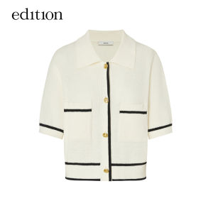 Edition Knitted Short Polo Collar Cardigan Womens Autumn New Style Fragrance Style Cotton Blend Fashion Casual Wear