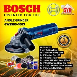 SYK BOSCH GWS 900-100S Angle Grinder Bosch Power Tools Mesin Grinder Pemotong Besi - 06013961L0FREE GIFT (SETS)
