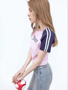 Juicy Couture | New American Color-blocked Raglan Sleeve Printed Womens T-shirt