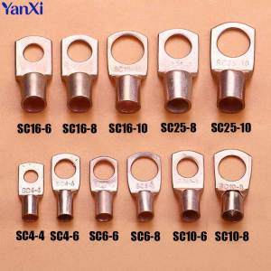 5/10pcs Copper Lug Ring Wire Connector Bare Cable Electric Crimp Terminal SC4-4/6 SC6-6 SC6-8 SC10-6 SC10-8 SC16-6/8/10 SC25-8