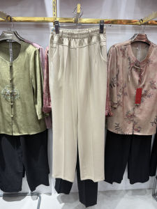 กางเกงขายาวทรงตรงเอวสูงยืดหยุ่นสูงไซส์ใหญ่สำหรับคุณแม่วัยกลางคนและผู้สูงอายุ ฤดูใบไม้ผลิและฤดูร้อน กางเกงขายาวลำลองสำหรับคุณยาย