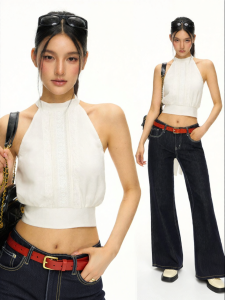 Ariseism | Retro Lace Halter Neck Fitted Vest
