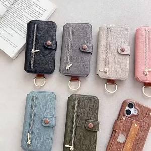 Wrist Strap Wallet Card Slot Holder Flip Leather Phone Case for IPhone 17 Air 18 16 15 14 13 12 Pro Max Plus Protective Cover