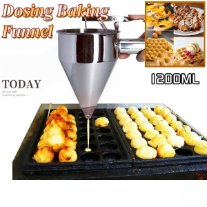 Stainless Steel Funnel with Bracket Pancake Dispenser Leaking Bucket Cupcake Waffle Butter Donut Cup