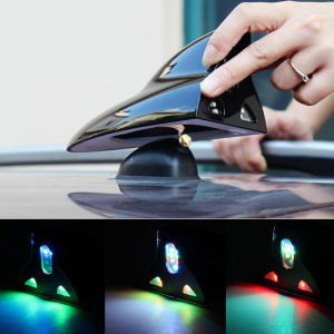 Car shark fin roof antenna warning solar strobe light