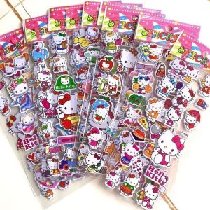 Bandai | 6/12pcs 3D Cartoon Kitty Puffy Stickers Sheets Kids Boys Girls Reward Bulk Assorted Scrapbook Stickers Party Favors Gifts DIY