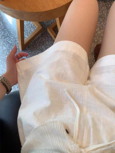 LANMENGYA | Womens Cotton Linen Summer High Waist Wide Leg Five-Pocket Shorts