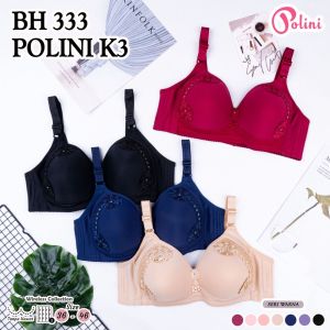 BRA POLINI K333 | BH Busa Jumbo Kait 3 | Bra Big Size 1 & 3 Pcs | Bra Busa Tanpa Kawat ukuran 36 - 46 | Pakaian Dalam | LATANSA