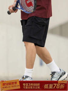 Heyma Seven American Retro Mens Casual Loose Fit Shorts with Big Pockets Workwear Five-Quarter Length Trendy Youth Style