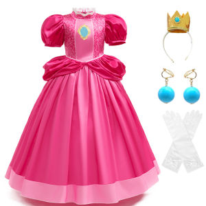 2026 summer new princess peach dress up clothes Halloween performance costume cosplay dress pink puff sleeve long skirt